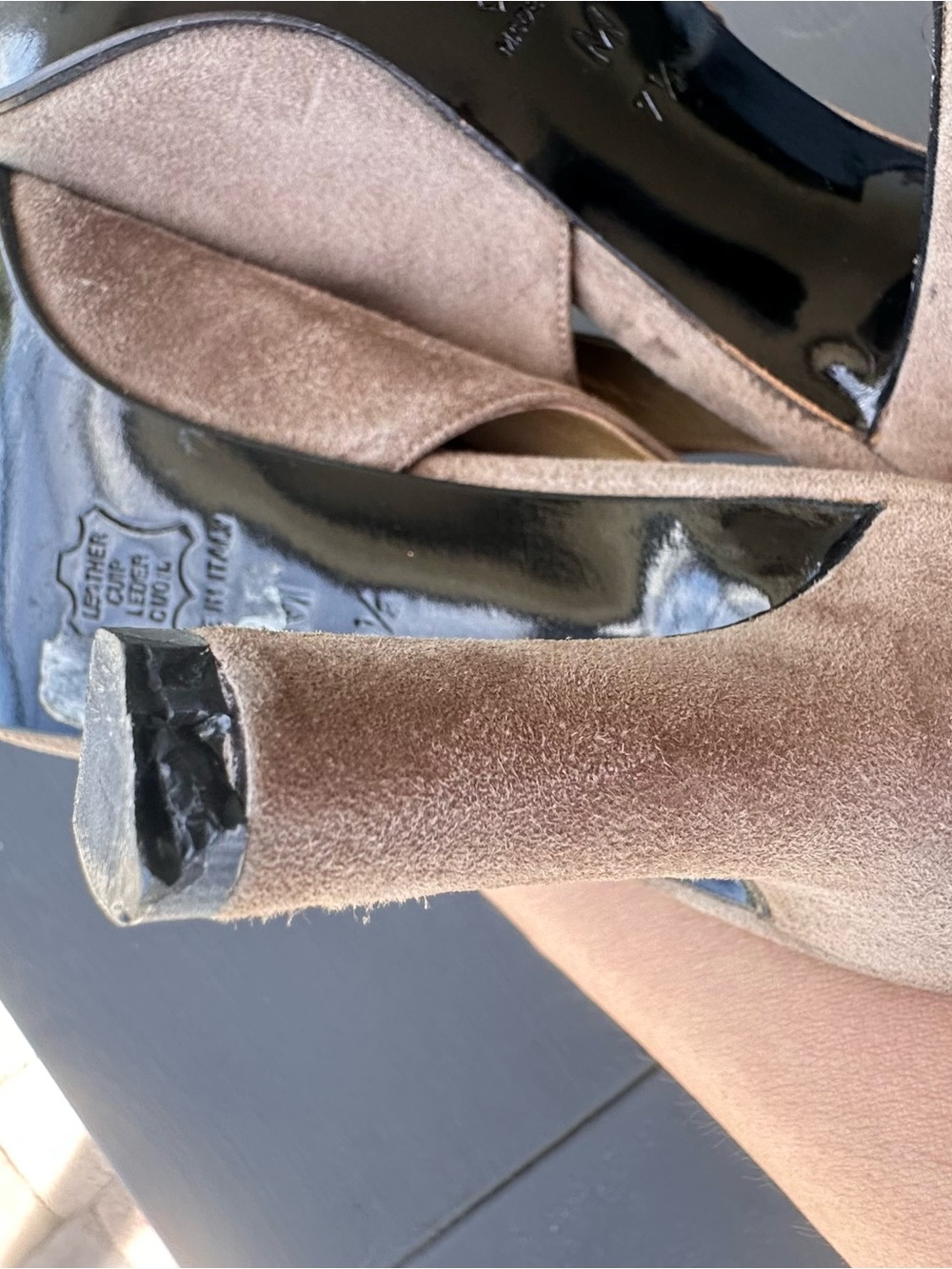 Saint Laurent Taupe Suede Pointed Slingback Pumps Sz 7.5 - Picture 9 of 11